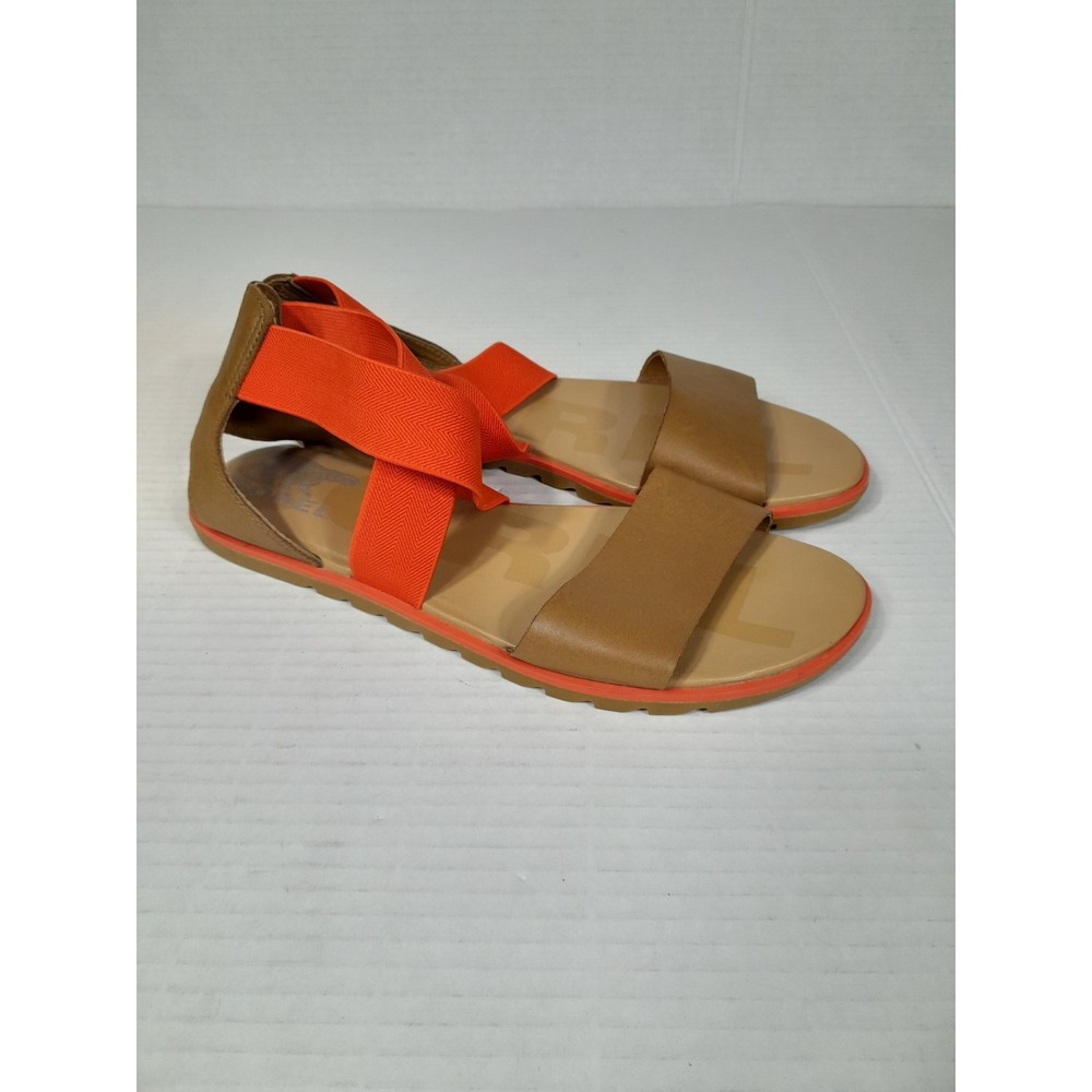 SOREL ELLA II FLAT Summer SANDAL   WOMEN Sz 7.5 / Orange  Tan - Picture 6 of 14